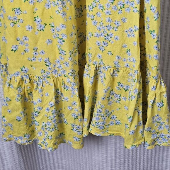Draper James Small Yellow Blue Floral‎ Peasant Dress Long Sleeves Sundress - Picture 7 of 11